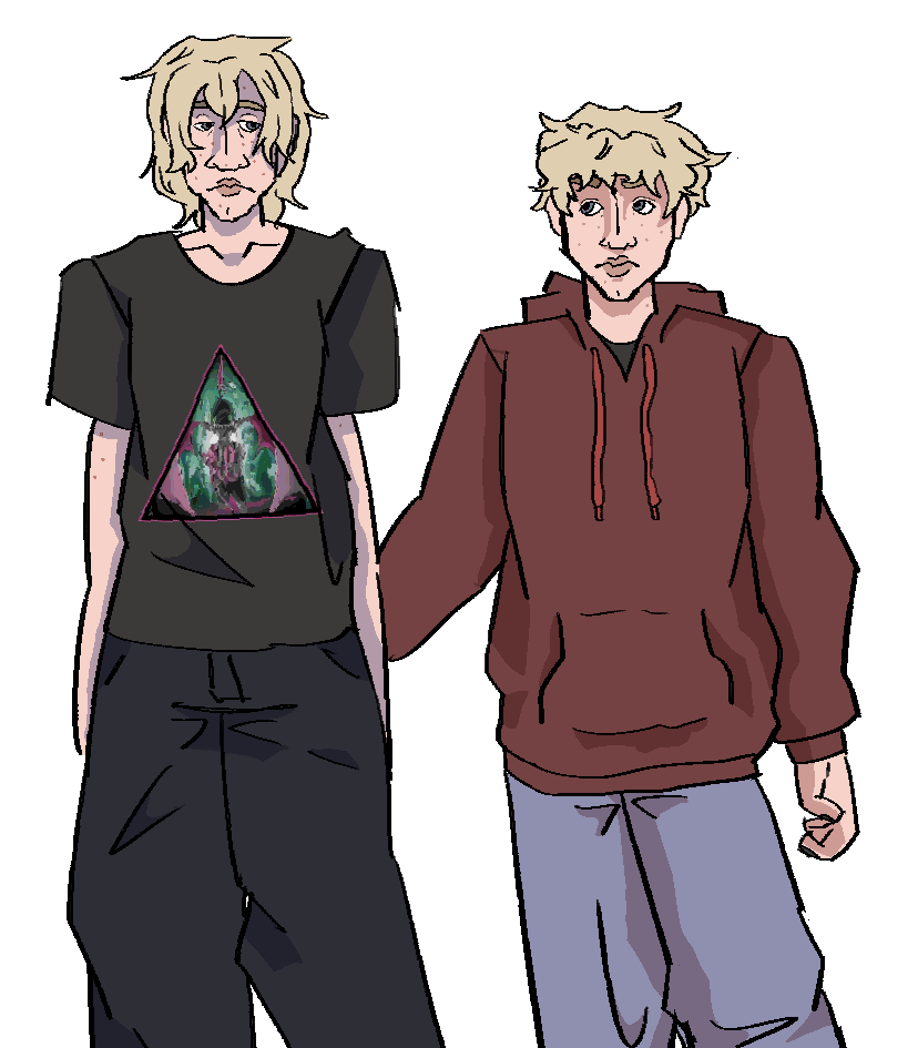 my oc wyatt, and his younger self. july 4th, 2025.